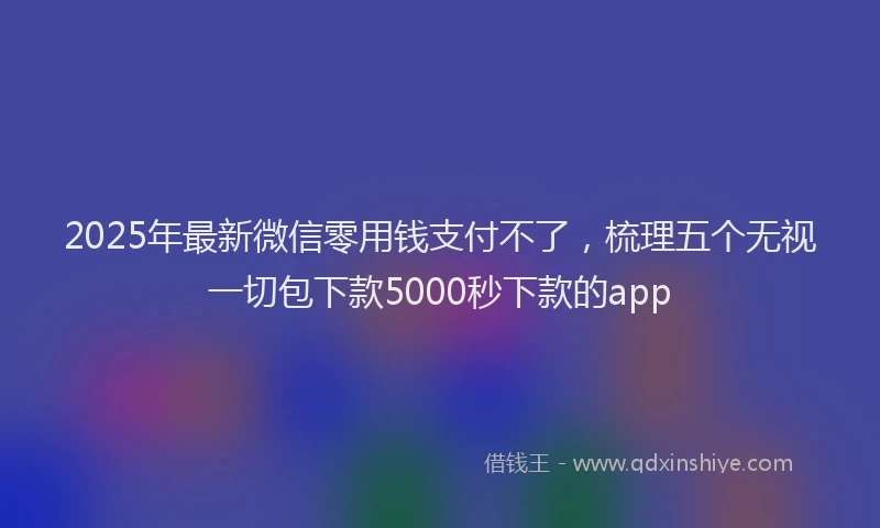 2025年最新微信零用钱支付不了，梳理五个无视一切包下款5000秒下款的app