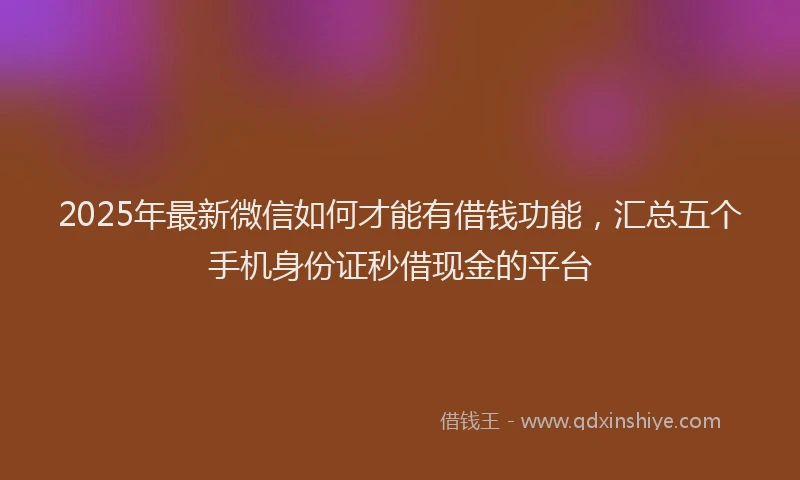 2025年最新微信如何才能有借钱功能，汇总五个手机身份证秒借现金的平台