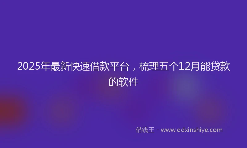 2025年最新快速借款平台，梳理五个12月能贷款的软件