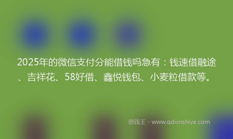 2025年的微信支付分能借钱吗急有：钱速借融途、吉祥花、58好借、鑫悦钱包、小麦粒借款等。