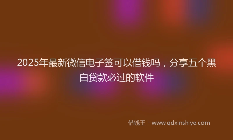 2025年最新微信电子签可以借钱吗，分享五个黑白贷款必过的软件