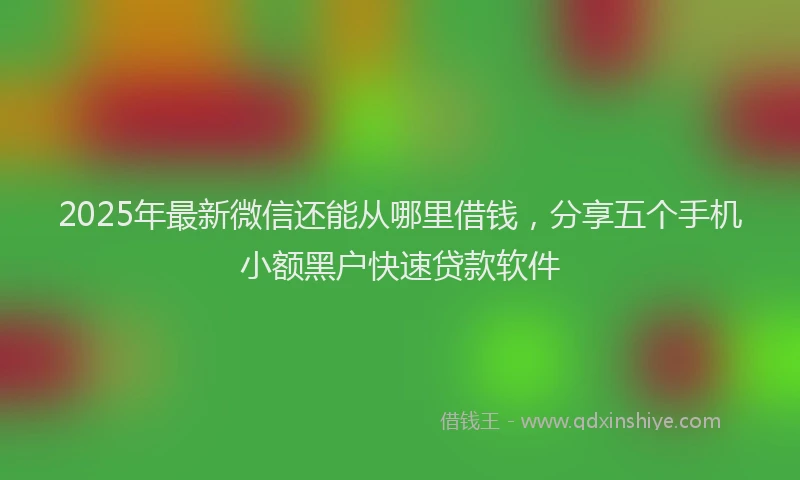 2025年最新微信还能从哪里借钱，分享五个手机小额黑户快速贷款软件