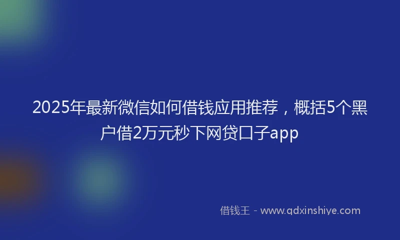 2025年最新微信如何借钱应用推荐，概括5个黑户借2万元秒下网贷口子app