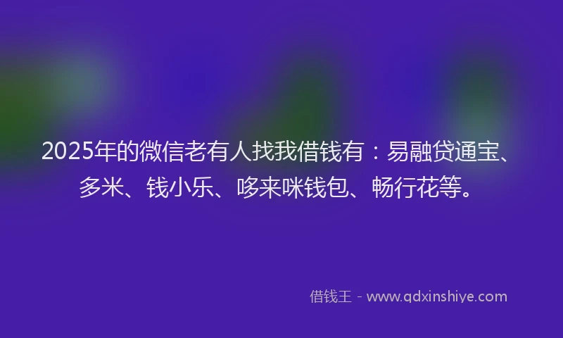 2025年的微信老有人找我借钱有：易融贷通宝、多米、钱小乐、哆来咪钱包、畅行花等。