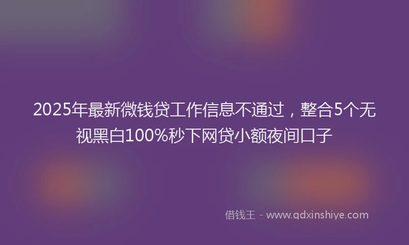 2025年最新微钱贷工作信息不通过，整合5个无视黑白100%秒下网贷小额夜间口子
