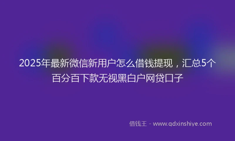2025年最新微信新用户怎么借钱提现，汇总5个百分百下款无视黑白户网贷口子