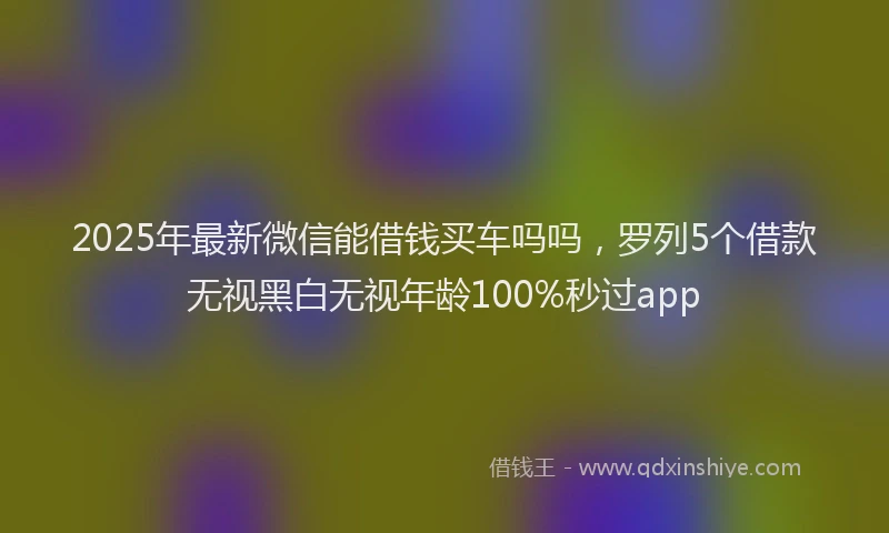 2025年最新微信能借钱买车吗吗，罗列5个借款无视黑白无视年龄100%秒过app