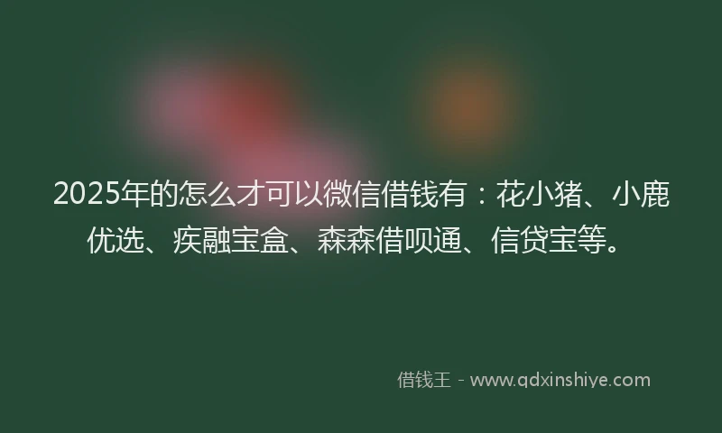 2025年的怎么才可以微信借钱有：花小猪、小鹿优选、疾融宝盒、森森借呗通、信贷宝等。