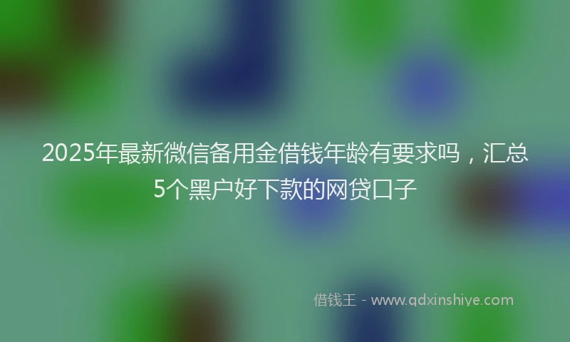2025年最新微信备用金借钱年龄有要求吗，汇总5个黑户好下款的网贷口子