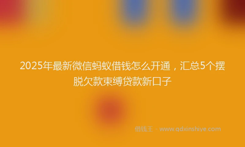 2025年最新微信蚂蚁借钱怎么开通，汇总5个摆脱欠款束缚贷款新口子