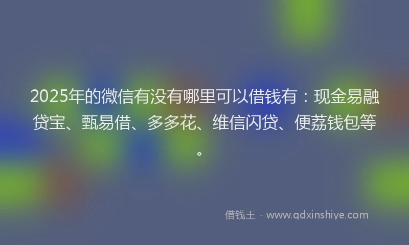 2025年的微信有没有哪里可以借钱有：现金易融贷宝、甄易借、多多花、维信闪贷、便荔钱包等。