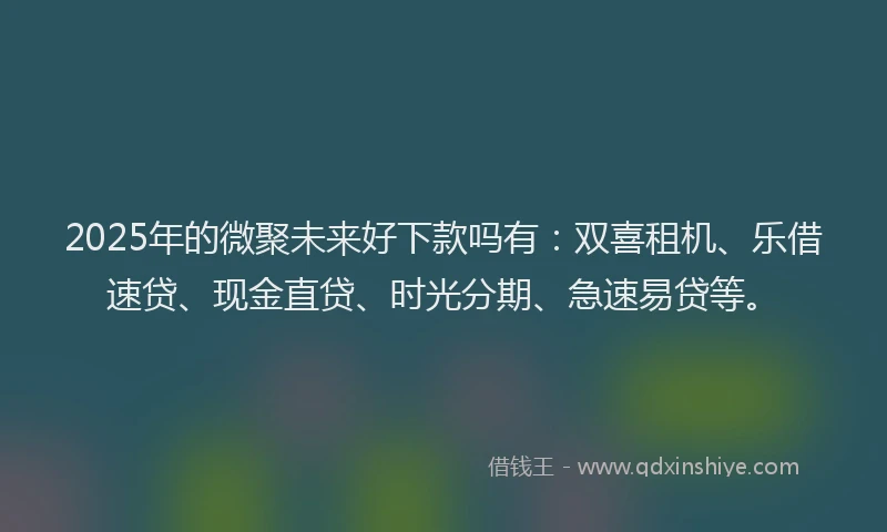 2025年的微聚未来好下款吗有：双喜租机、乐借速贷、现金直贷、时光分期、急速易贷等。