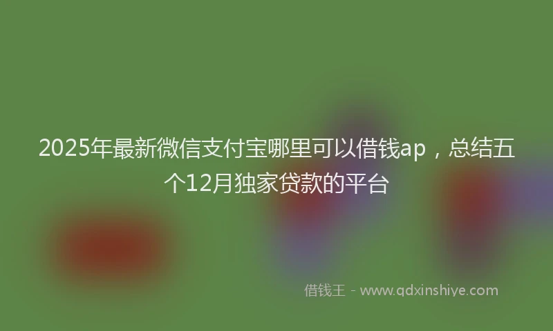 2025年最新微信支付宝哪里可以借钱ap，总结五个12月独家贷款的平台