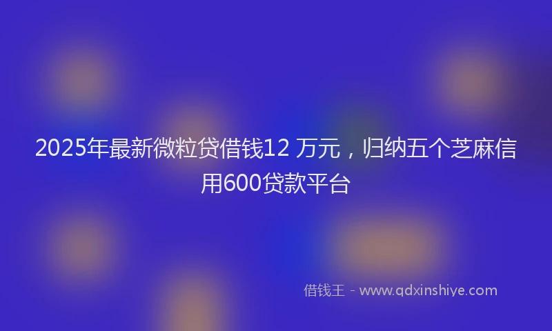2025年最新微粒贷借钱12 万元，归纳五个芝麻信用600贷款平台