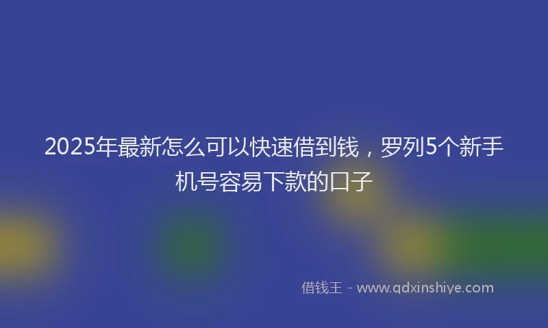 2025年最新怎么可以快速借到钱，罗列5个新手机号容易下款的口子