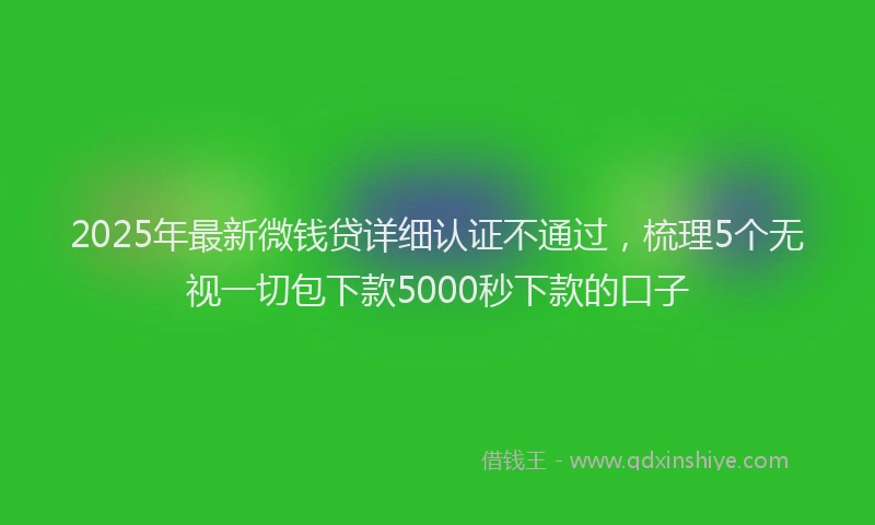 2025年最新微钱贷详细认证不通过，梳理5个无视一切包下款5000秒下款的口子