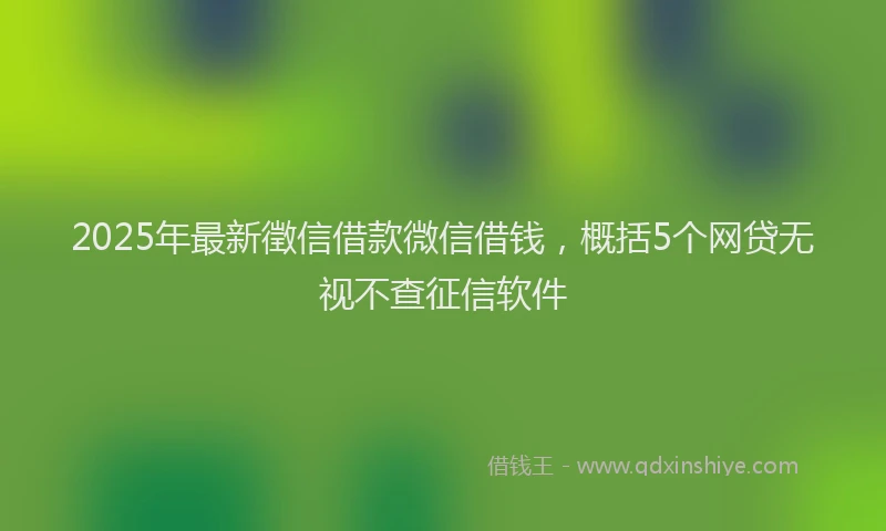 2025年最新徵信借款微信借钱，概括5个网贷无视不查征信软件