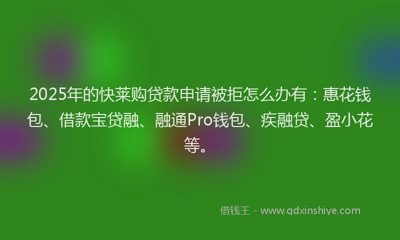 2025年的快莱购贷款申请被拒怎么办有：惠花钱包、借款宝贷融、融通Pro钱包、疾融贷、盈小花等。