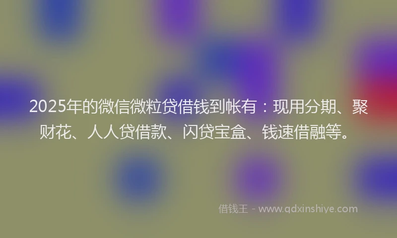 2025年的微信微粒贷借钱到帐有：现用分期、聚财花、人人贷借款、闪贷宝盒、钱速借融等。