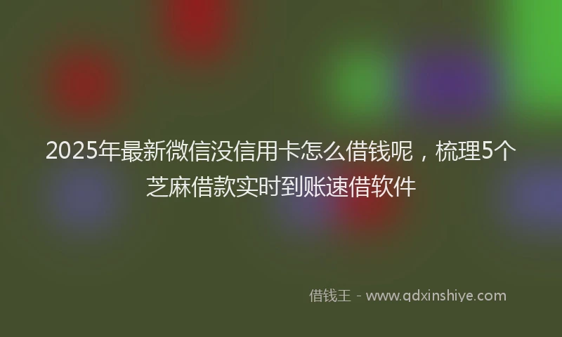 2025年最新微信没信用卡怎么借钱呢，梳理5个芝麻借款实时到账速借软件