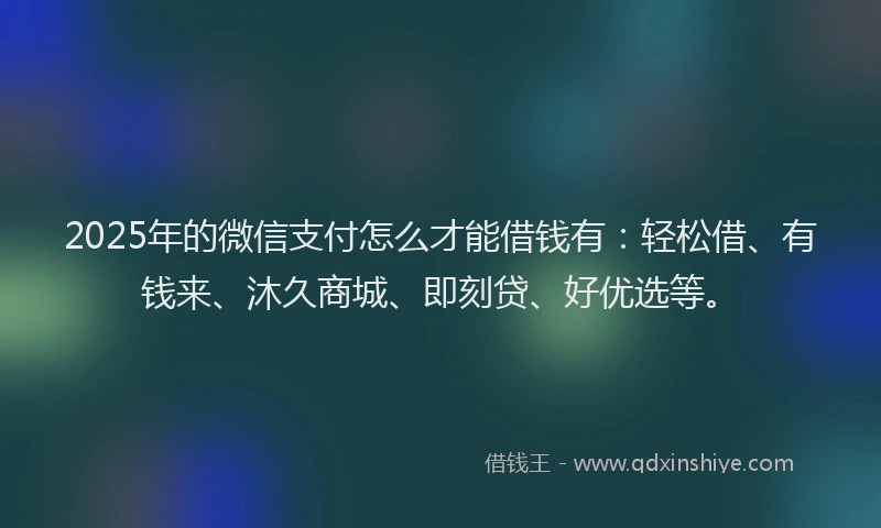 2025年的微信支付怎么才能借钱有：轻松借、有钱来、沐久商城、即刻贷、好优选等。