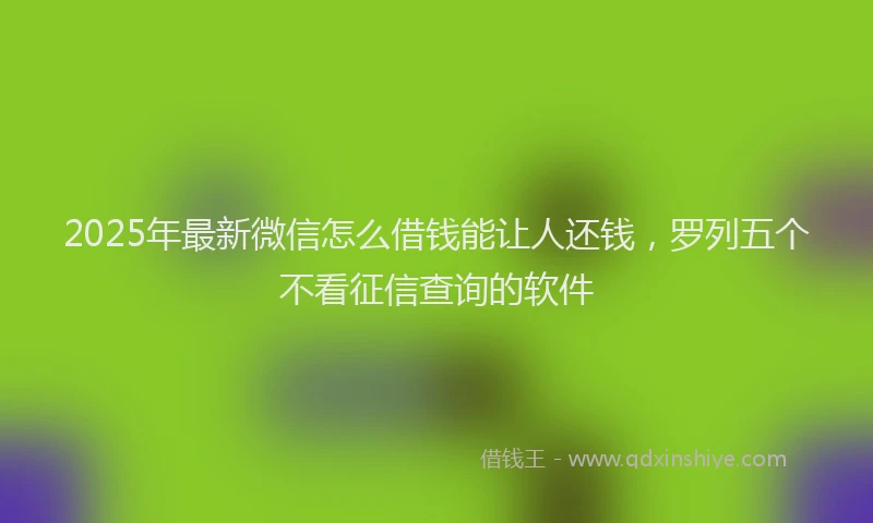 2025年最新微信怎么借钱能让人还钱，罗列五个不看征信查询的软件