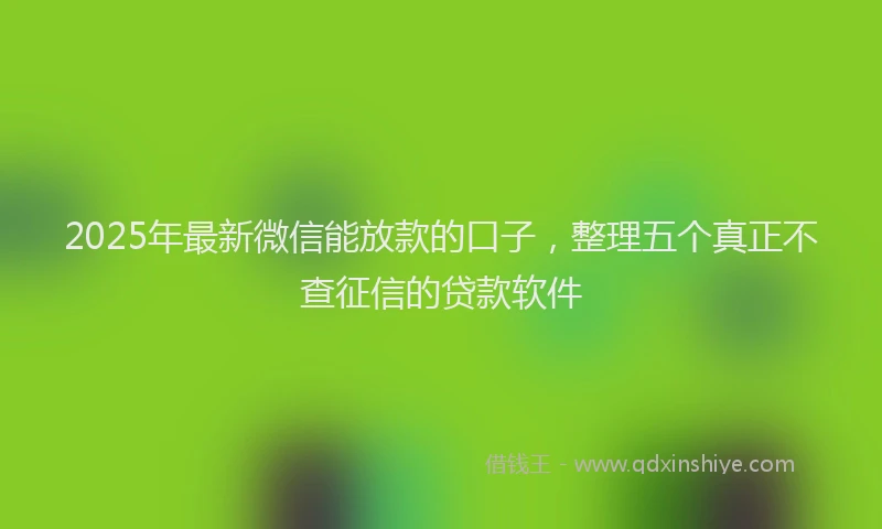 2025年最新微信能放款的口子，整理五个真正不查征信的贷款软件