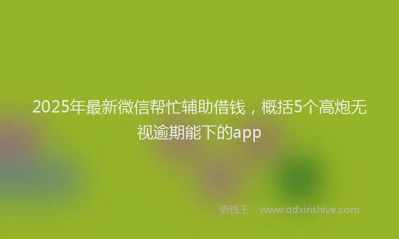 2025年最新微信帮忙辅助借钱，概括5个高炮无视逾期能下的app