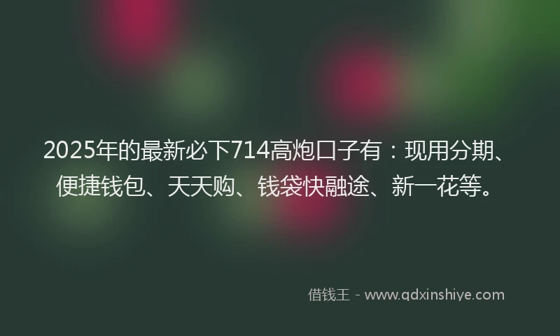 2025年的最新必下714高炮口子有：现用分期、便捷钱包、天天购、钱袋快融途、新一花等。