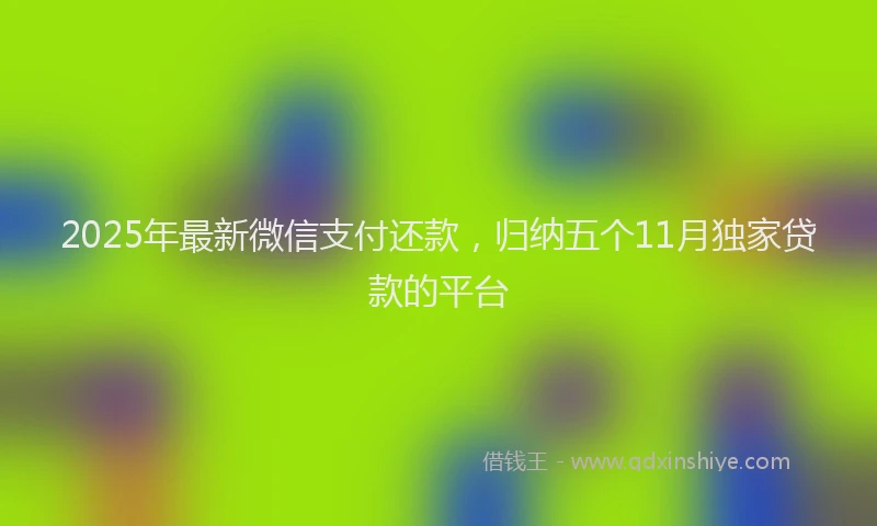 2025年最新微信支付还款，归纳五个11月独家贷款的平台