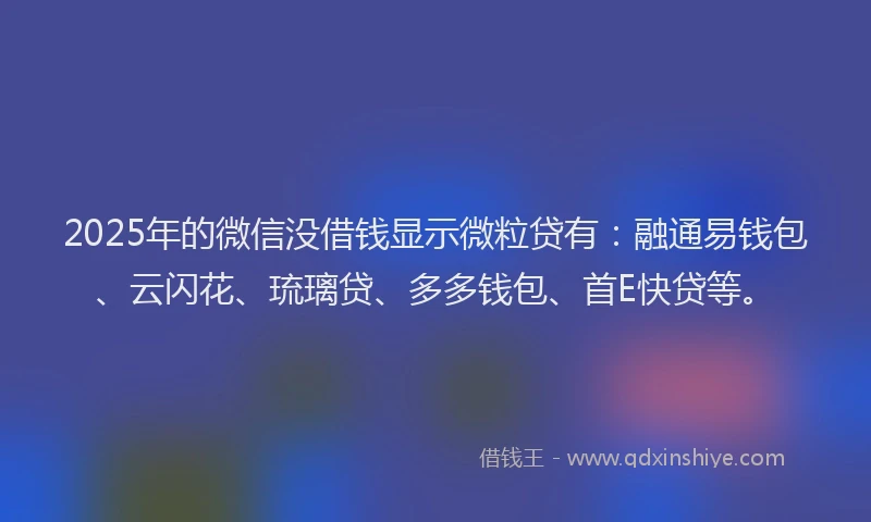 2025年的微信没借钱显示微粒贷有：融通易钱包、云闪花、琉璃贷、多多钱包、首E快贷等。