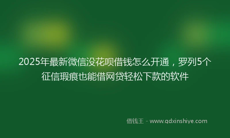 2025年最新微信没花呗借钱怎么开通，罗列5个征信瑕疵也能借网贷轻松下款的软件