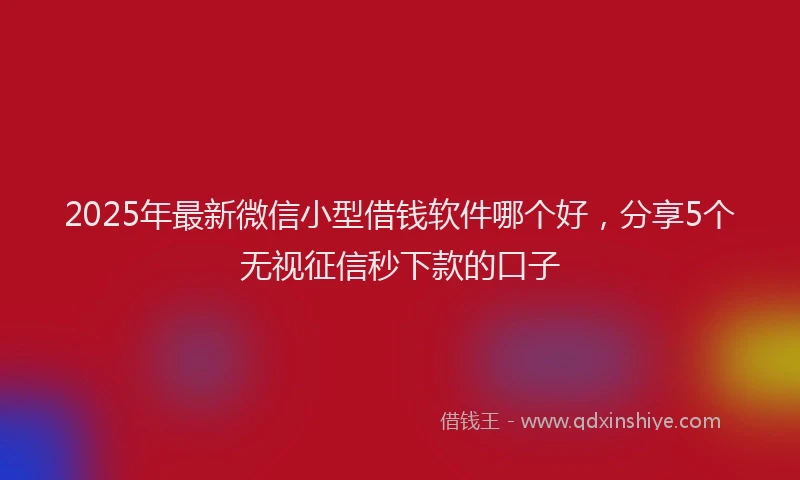 2025年最新微信小型借钱软件哪个好，分享5个无视征信秒下款的口子