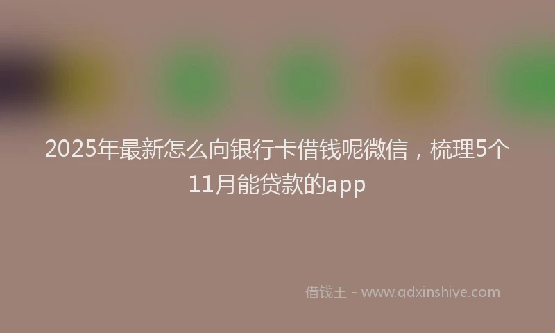 2025年最新怎么向银行卡借钱呢微信，梳理5个11月能贷款的app