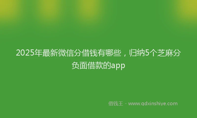 2025年最新微信分借钱有哪些，归纳5个芝麻分负面借款的app