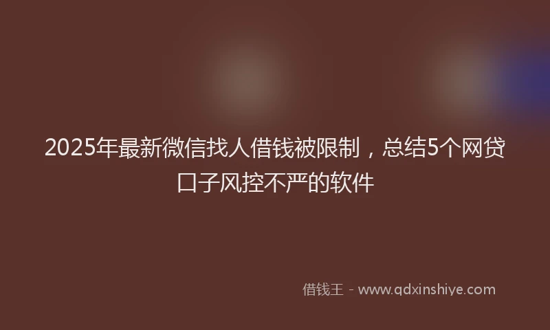 2025年最新微信找人借钱被限制，总结5个网贷口子风控不严的软件