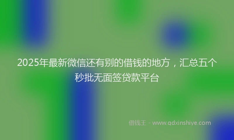 2025年最新微信还有别的借钱的地方，汇总五个秒批无面签贷款平台