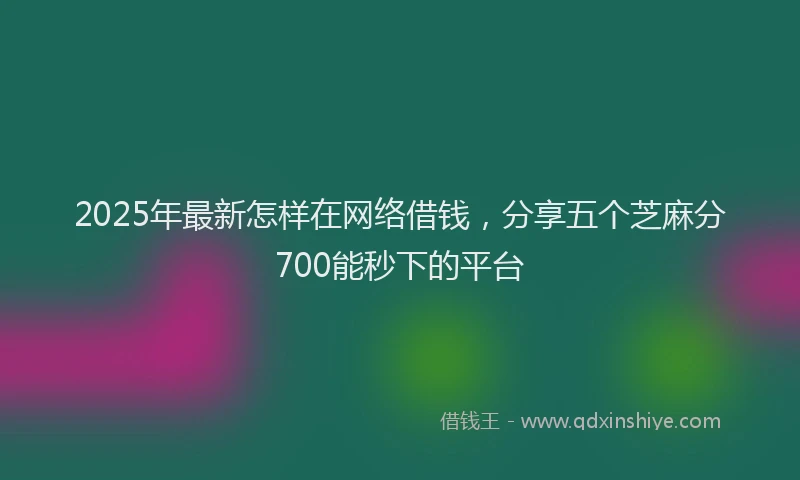 2025年最新怎样在网络借钱，分享五个芝麻分700能秒下的平台