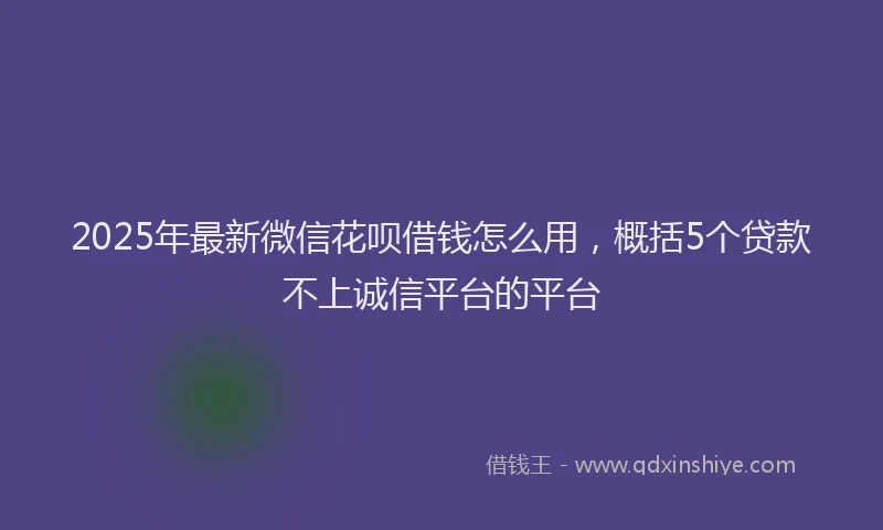 2025年最新微信花呗借钱怎么用，概括5个贷款不上诚信平台的平台