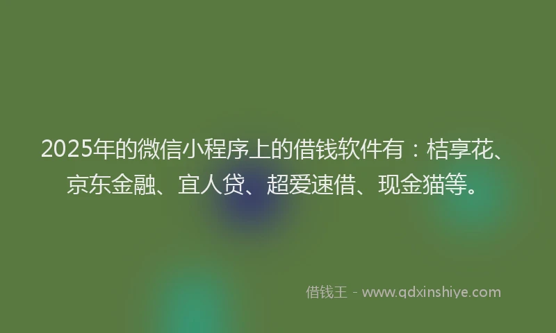 2025年的微信小程序上的借钱软件有：桔享花、京东金融、宜人贷、超爱速借、现金猫等。