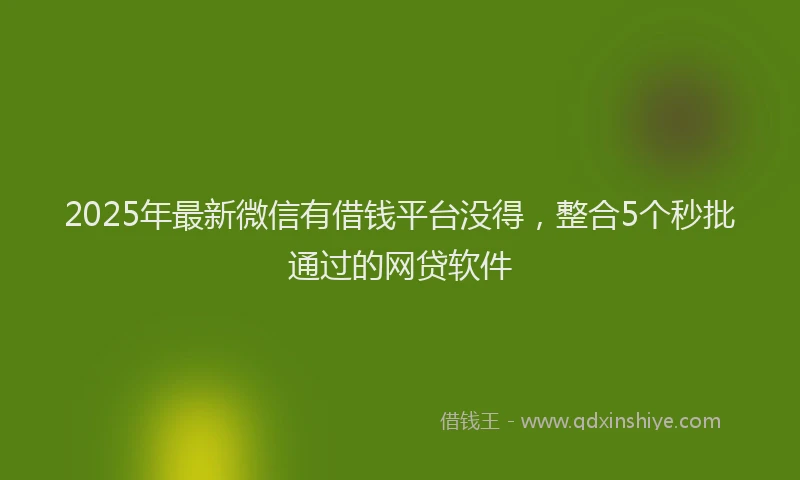 2025年最新微信有借钱平台没得，整合5个秒批通过的网贷软件