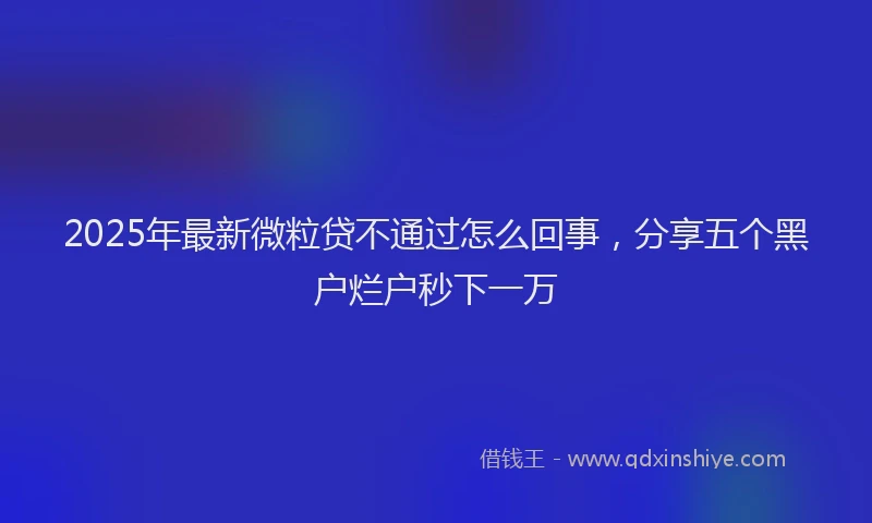 2025年最新微粒贷不通过怎么回事，分享五个黑户烂户秒下一万