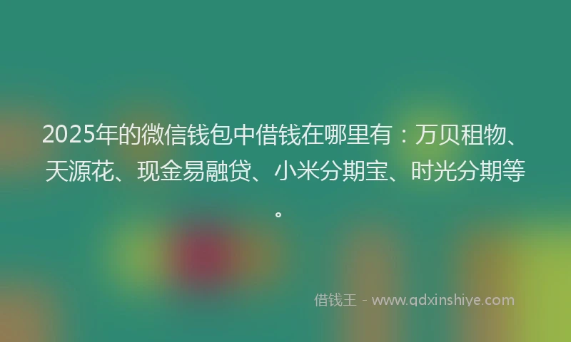 2025年的微信钱包中借钱在哪里有：万贝租物、天源花、现金易融贷、小米分期宝、时光分期等。