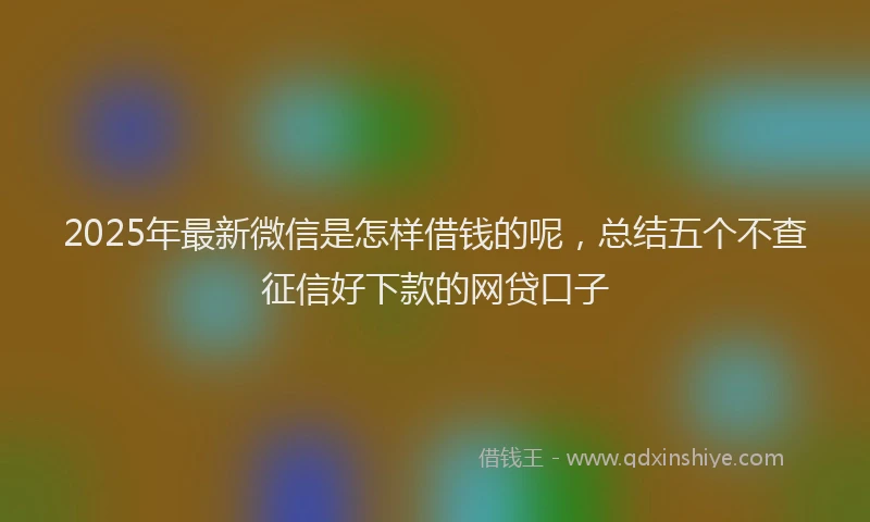 2025年最新微信是怎样借钱的呢，总结五个不查征信好下款的网贷口子