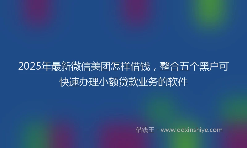 2025年最新微信美团怎样借钱，整合五个黑户可快速办理小额贷款业务的软件