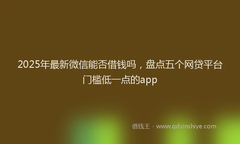 2025年最新微信能否借钱吗，盘点五个网贷平台门槛低一点的app