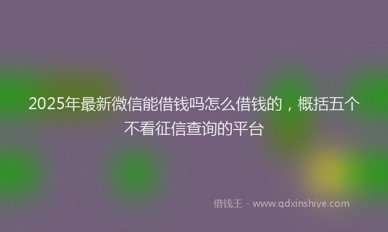 2025年最新微信能借钱吗怎么借钱的，概括五个不看征信查询的平台