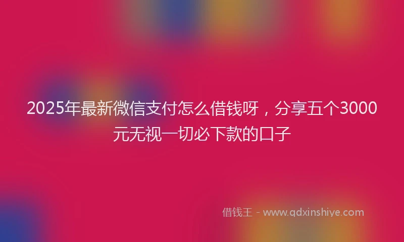 2025年最新微信支付怎么借钱呀，分享五个3000元无视一切必下款的口子