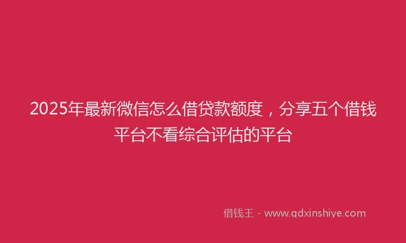2025年最新微信怎么借贷款额度，分享五个借钱平台不看综合评估的平台