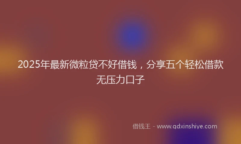 2025年最新微粒贷不好借钱，分享五个轻松借款无压力口子